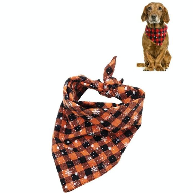 V562-C1060334240DBT-202503201720-00 Pet Triangle Towel Christmas Snowflake Dog Saliva Towel - Size S - Orange - Image 1