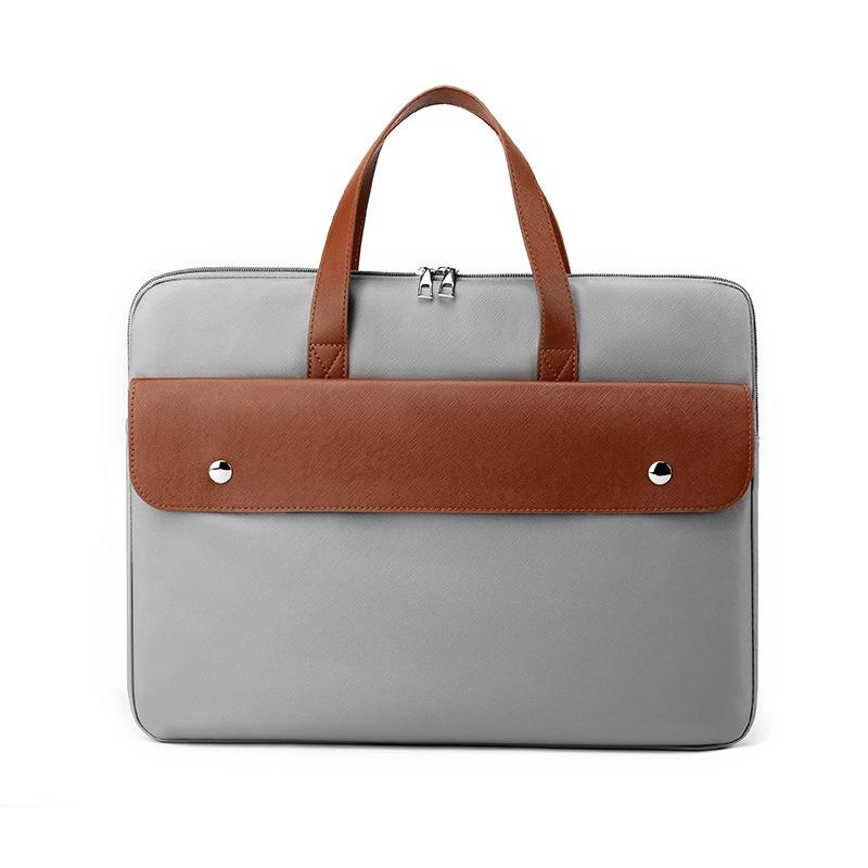 V562-C1061254060DBT-202502282245-00 Stylish Pu Leather Laptop Bag - Briefcase Cover - Grey - 14 Inch - Image 1