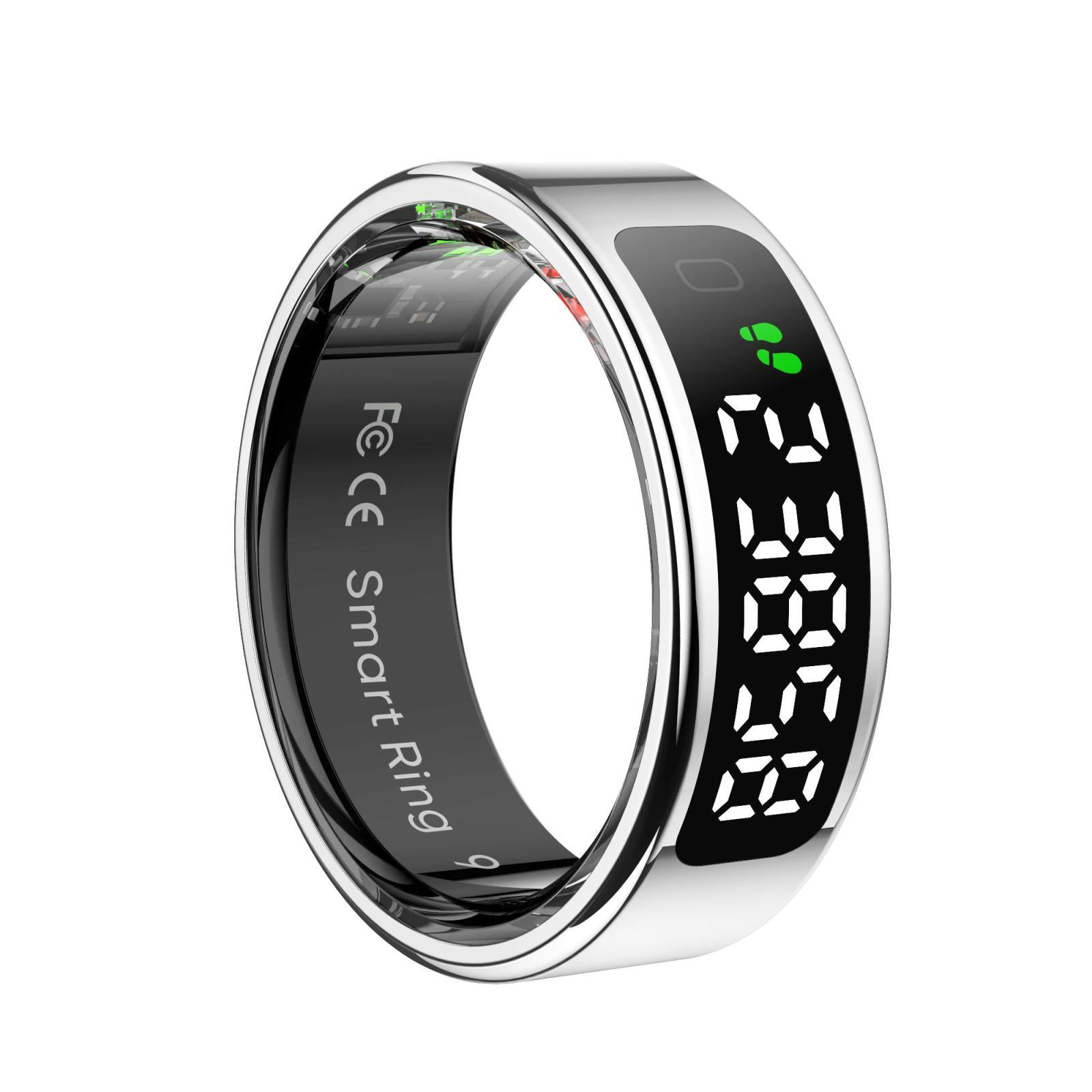 V562-C106308200AYS-202504281905-00 Smart Ring Heart Rate Blood Oxygen Sleep Sports Size 10 - Silver - Image 1