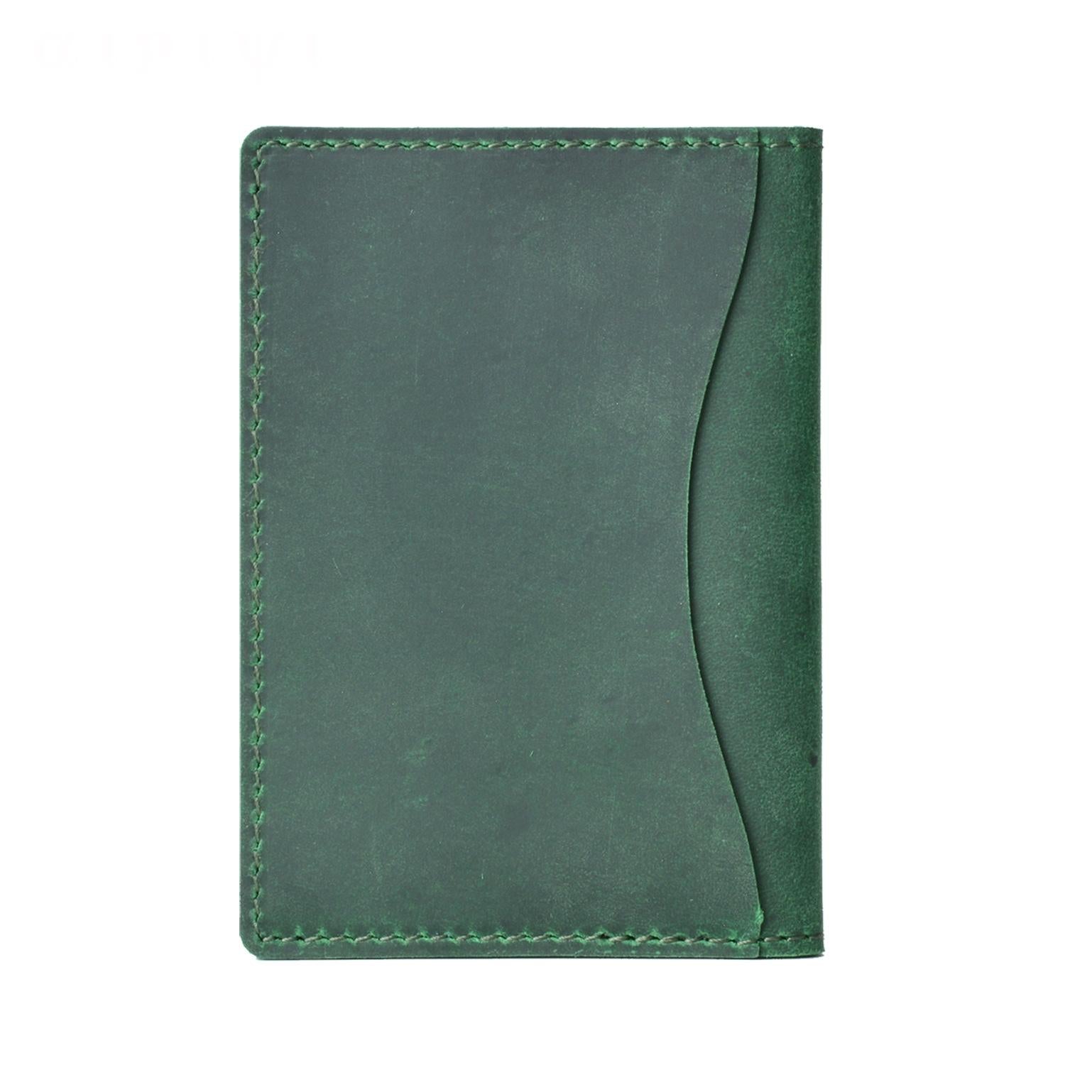 V562-C1064988950DBT-202503280215-00 Minimalist Cowhide Card Holder Compact Wallet For Bank & Membership Cards - Ink Green - Image 1
