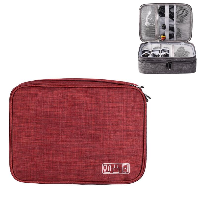 V562-C1068642060DBT-202503032010-00 5-inch Digital Earphone Storage Bag - Multifunctional - Wine Red - Image 1
