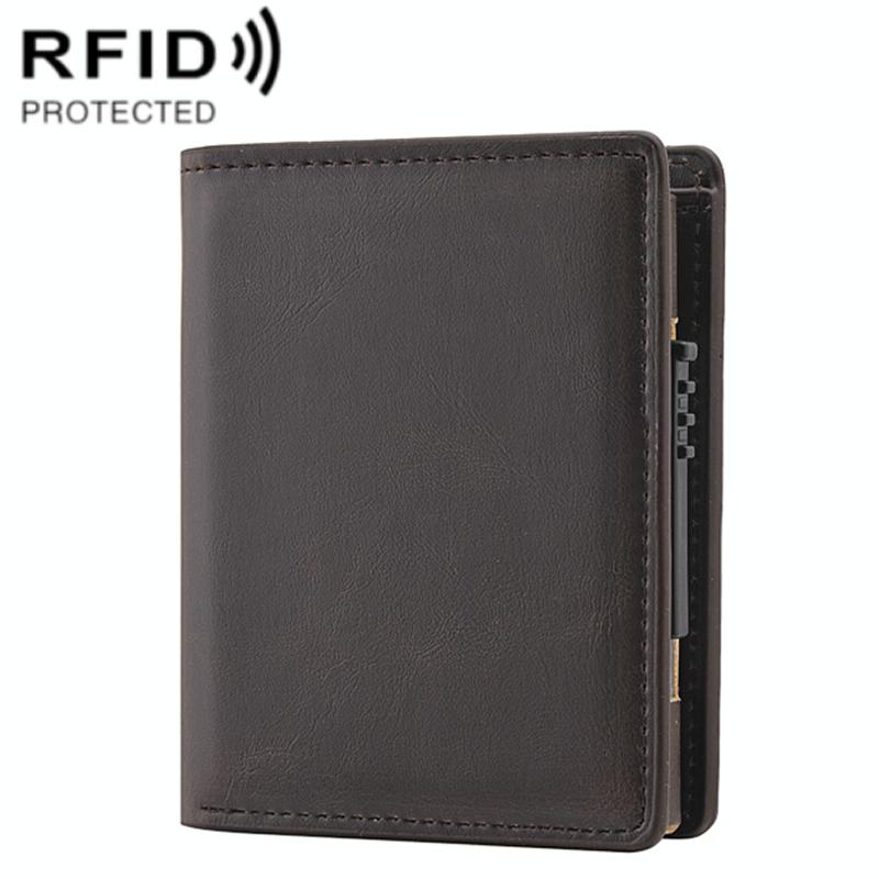 V562-C1075193060DBT-202502241545-00 Rfid Blocking Short Wallet with Automatic Pop Up - Dark Brown - Image 1