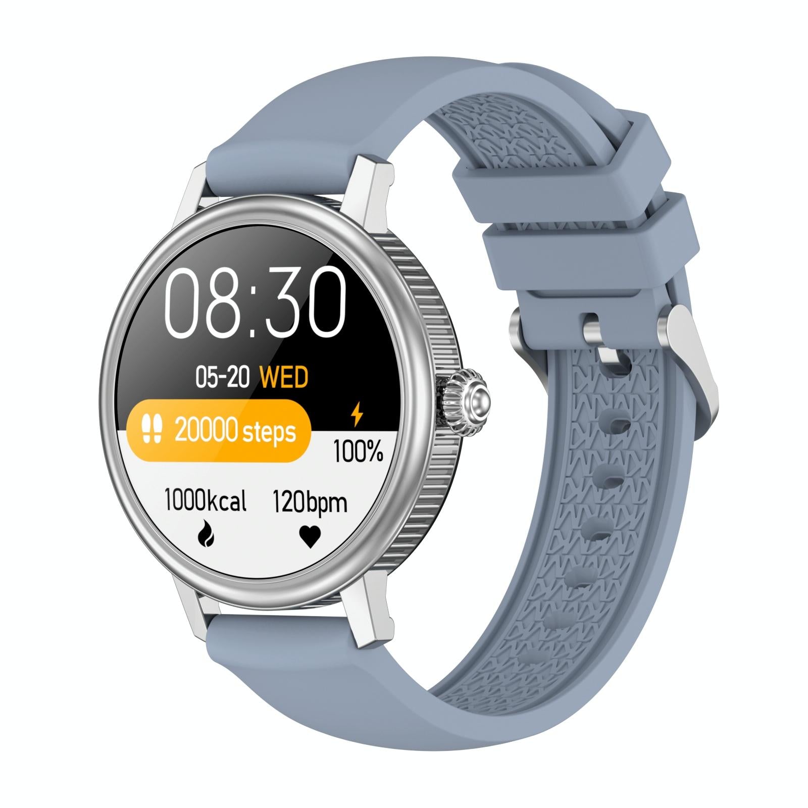 V562-C108128100AYS-202504252130-00 Smart Silicone Screen Watch - Silver - Image 1