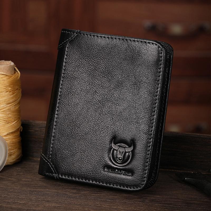 V562-C1083324060DBT-202504021920-00 Men Rfid Leather Wallet with Coin Clip - Black - Image 1