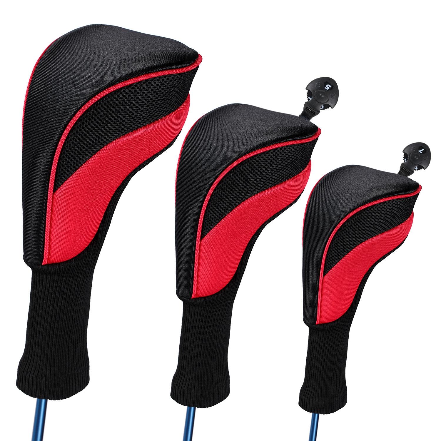 V562-C1088308650DBT-202503041730-00 3-in-1 Golf Club Head Cover - No.1 No.3 No.5 - Protective - Red - Image 1