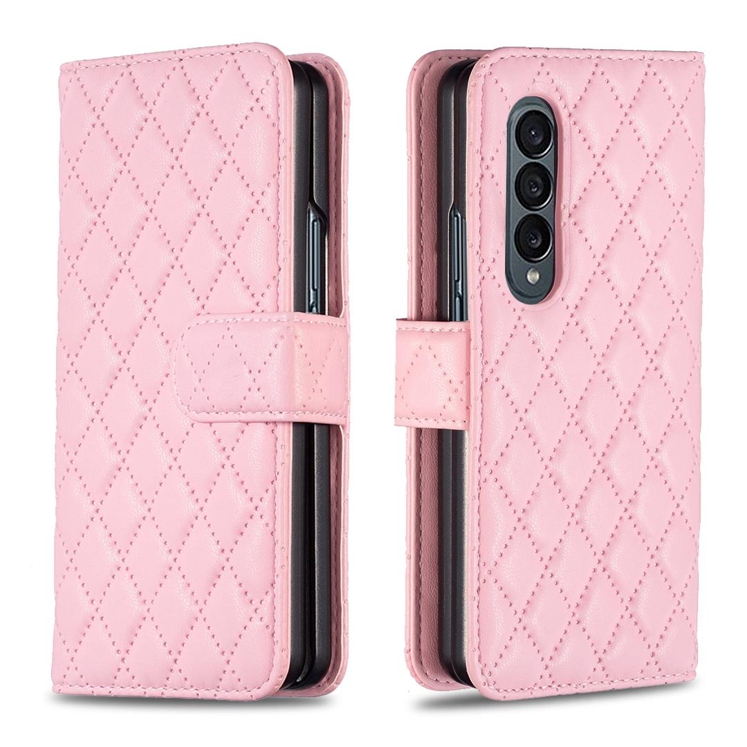 V562-C109165300ADE-202505291335-00 For Samsung Galaxy Z Fold4 5G Diamond Lattice Flip Wallet Case - Pink - Image 1