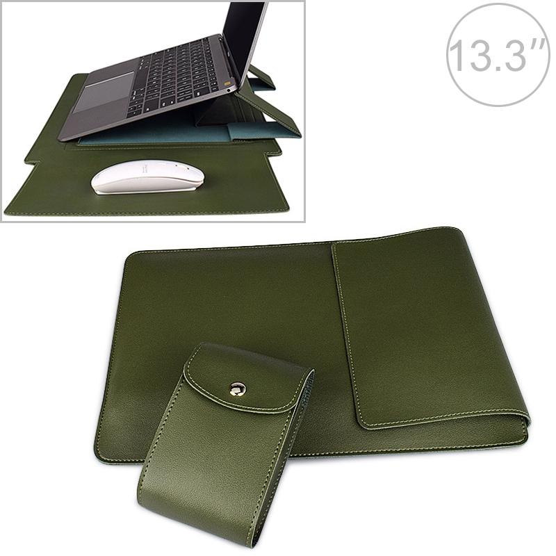 V562-C10959700ADE-202504022021-00 13.3 Inch Laptop Sleeve Leather Case with Small Storage Bag - Green - Image 1
