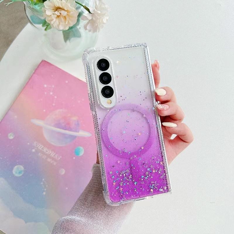 V562-C205192200AYS-202503211516-00 For Samsung Galaxy Z Fold4 5G Sparkle Tpu Case With Magsafe - Purple - Image 1
