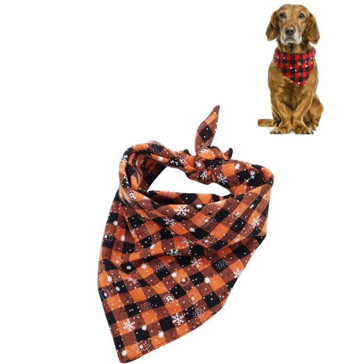 V562-C2060334240DBT-202503201720-00 Pet Triangle Towel Christmas Snowflake Dog Saliva Towel - Size L - Orange - Image 1