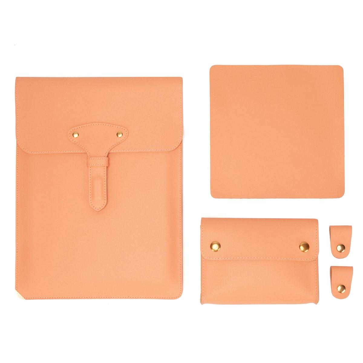 V562-C2065452060DBT-202504022106-00 3-in-1 Waterproof Leather Laptop Liner Bag - 14 Inches - Honeydet Oranges - Image 1