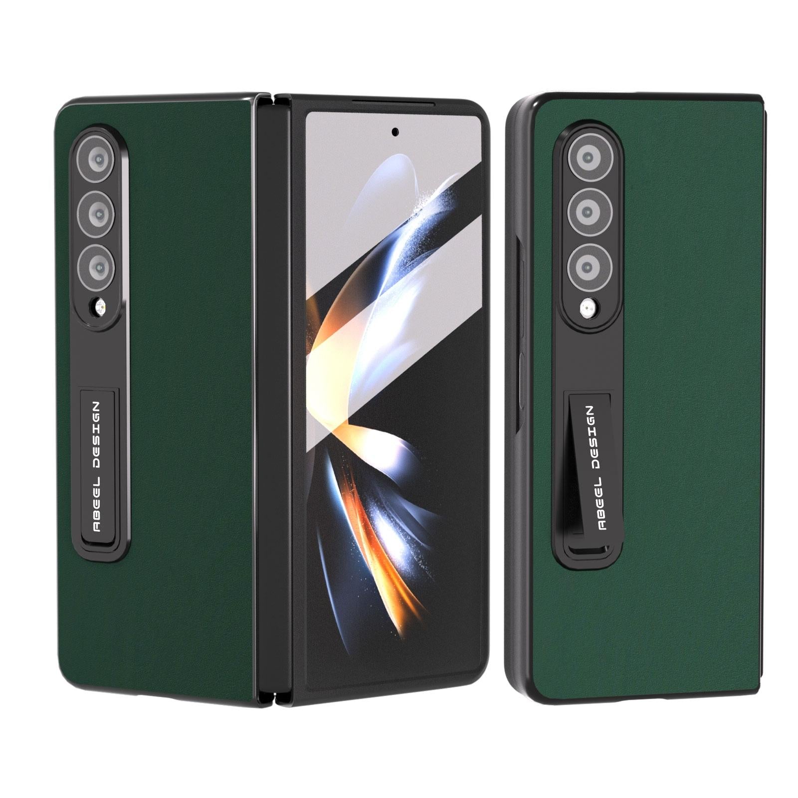 V562-C209907400ADE-202505221938-00 For Samsung Galaxy Z Fold4 5G Phone Case With Holder - Silky Soft Edge - Green - Image 1