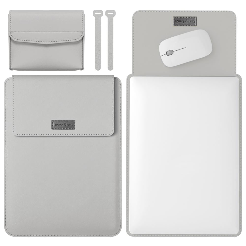 V562-C303402300ADE-202504022046-00 Lightweight Leather Computer Bag - 4-in-1 Portable - Fits 15.4 / 15.6 / 16.1 Inches - Grey - Image 1