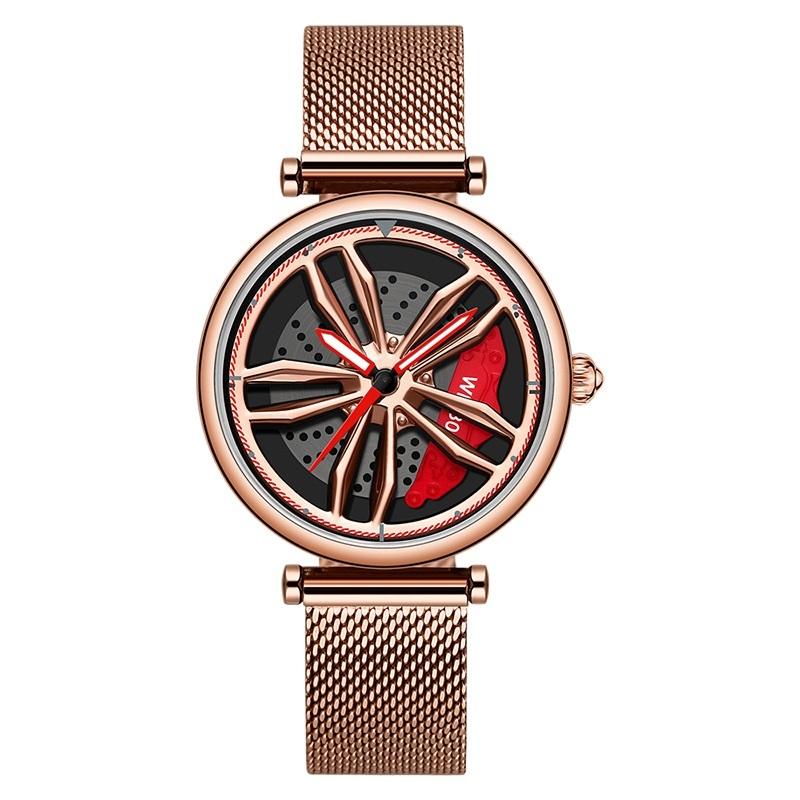 V562-C308432200ADE-202504171915-00 Women Quartz Watch with 3d Hollow out Wheel Design - Rose Gold - Image 1
