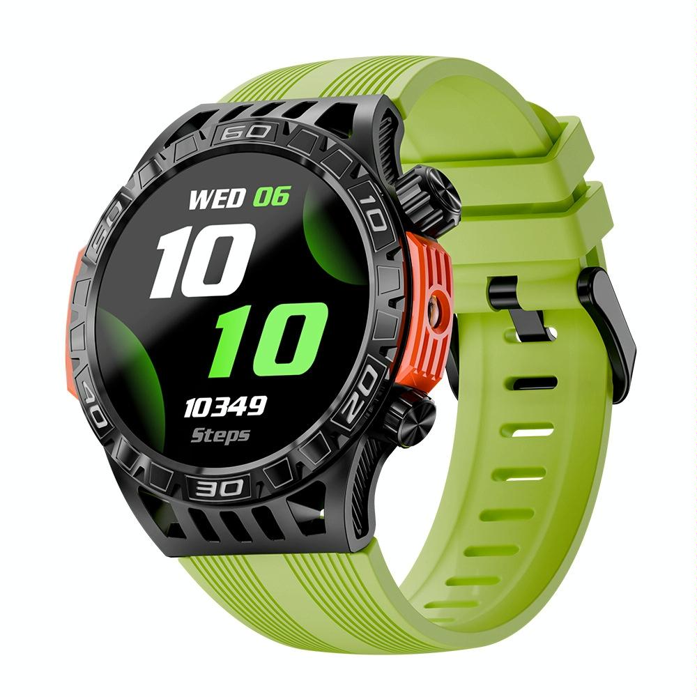 V562-D1008294060DBT-202504251945-00 1.46 Inch Ip68 Waterproof Sos Flashlight Bluetooth Smart Watch - Yellow Green - Image 1