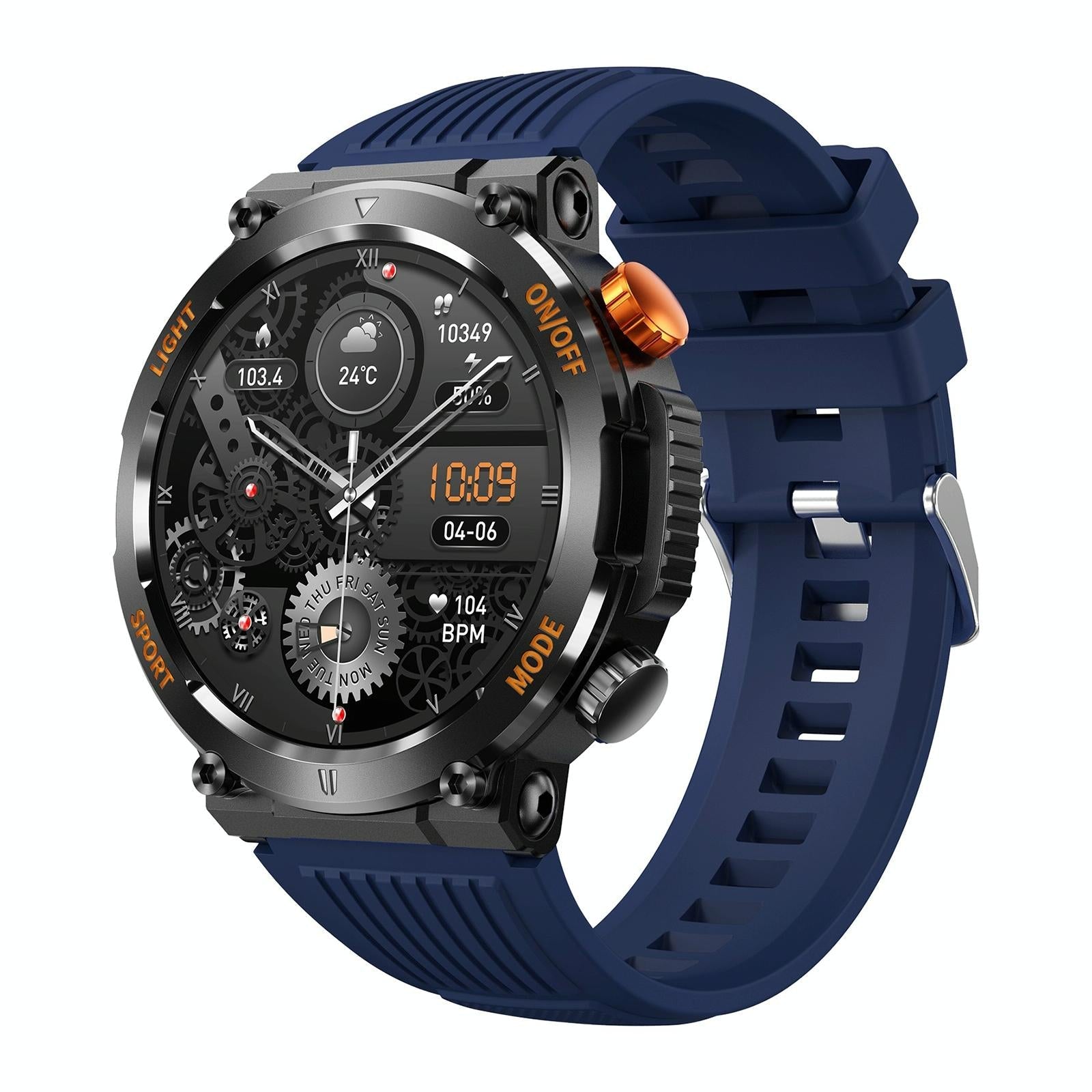 V562-D102576500ADE-202504251951-00 1.46 Inch Round Screen Bluetooth Smart Watch Support Health Monitoring & 100+ Sports Modes - Blue - Image 1