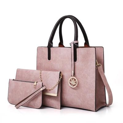 V562-D1027256310DBT-202504251527-00 Versatile Leather Tote Bag for Women - 3-in-1 Design - Pink - Image 1