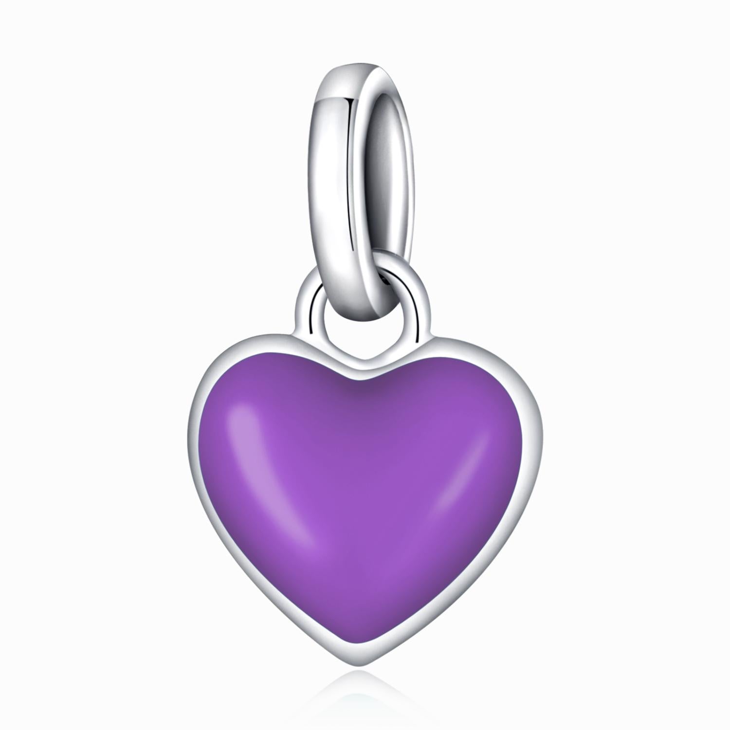 V562-D102729200ADE-202504111926-00 925 Sterling Silver Heart Pendant For Diy Bracelets & Necklaces - Purple - Image 1
