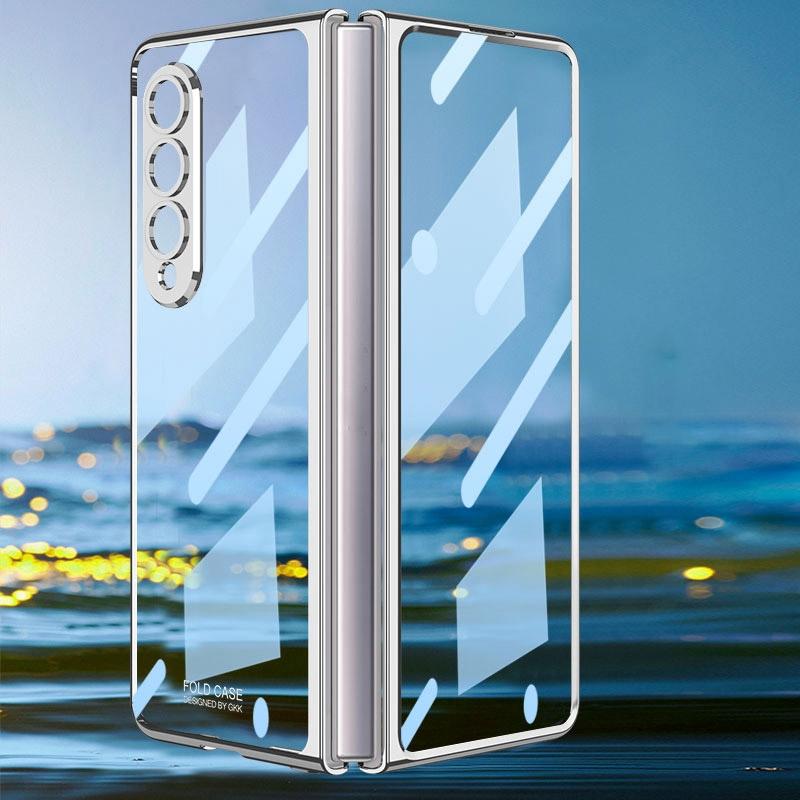 V562-D104006300ADE-202503211340-00 For Samsung Galaxy Z Fold4 5G Full Coverage Electroplated Glass Case - Silver - Image 1