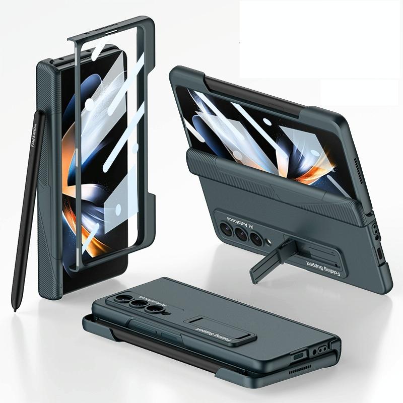 V562-D104057300ADE-202503211316-00 For Samsung Galaxy Z Fold4 5G Foldable Phone Case With Magnetic Closure And Pen Slot - Compact And Convenient - Green - Image 1