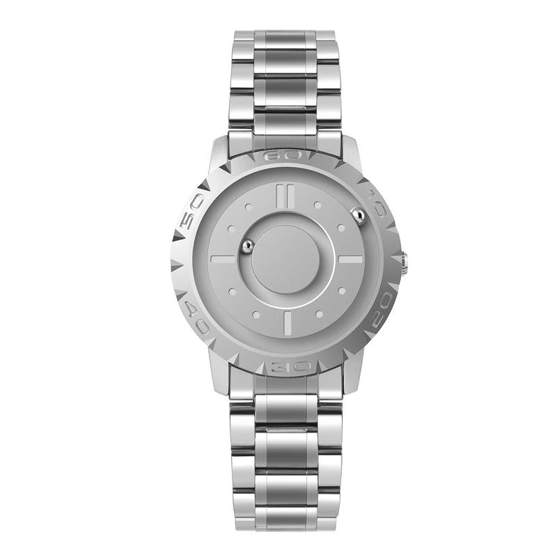 V562-D1051492060DBT-202504171911-00 Bezel-free Magnetic Ball Watch - Men Design - Silver Steel Strip - Image 1