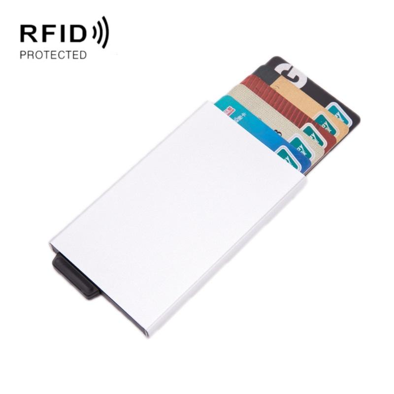 V562-D1053912750DBT-202505291711-00 Automatic Eject Rfid Blocking Aluminum Card Wallet - Silver - Image 1