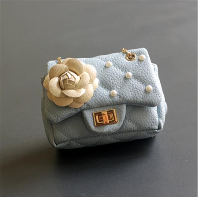 V562-D107534940DBT-202505191647-00 Glitter Flower Chain Kid Shoulder Bag - Blue - Image 1