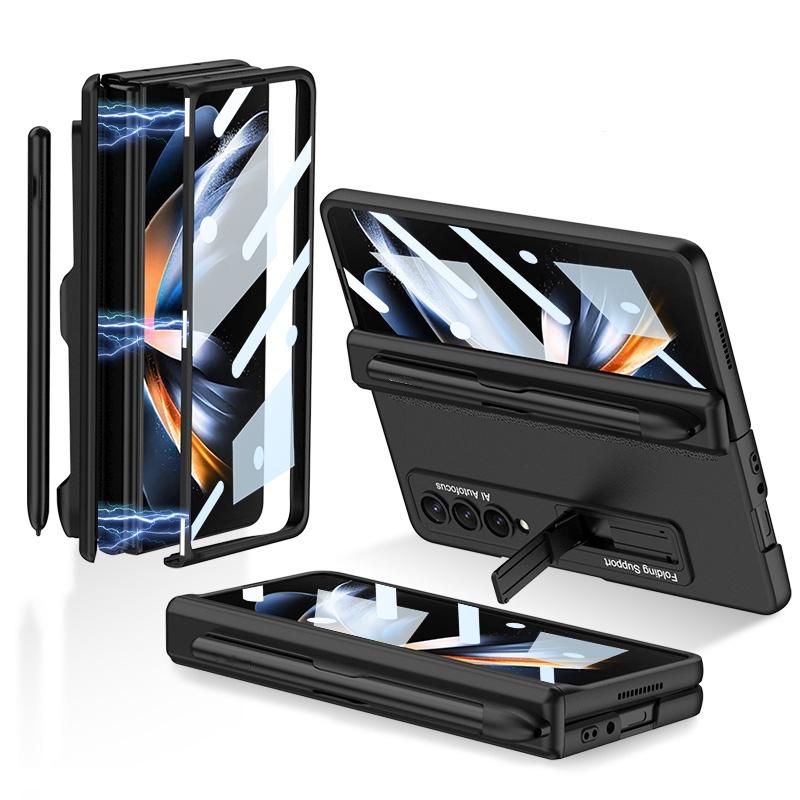 V562-D107857300ADE-202505291212-00 For Samsung Galaxy Z Fold4 5G Foldable Magnetic Flip Case With Holder & Pen Slot - Gkk - Black - Image 1