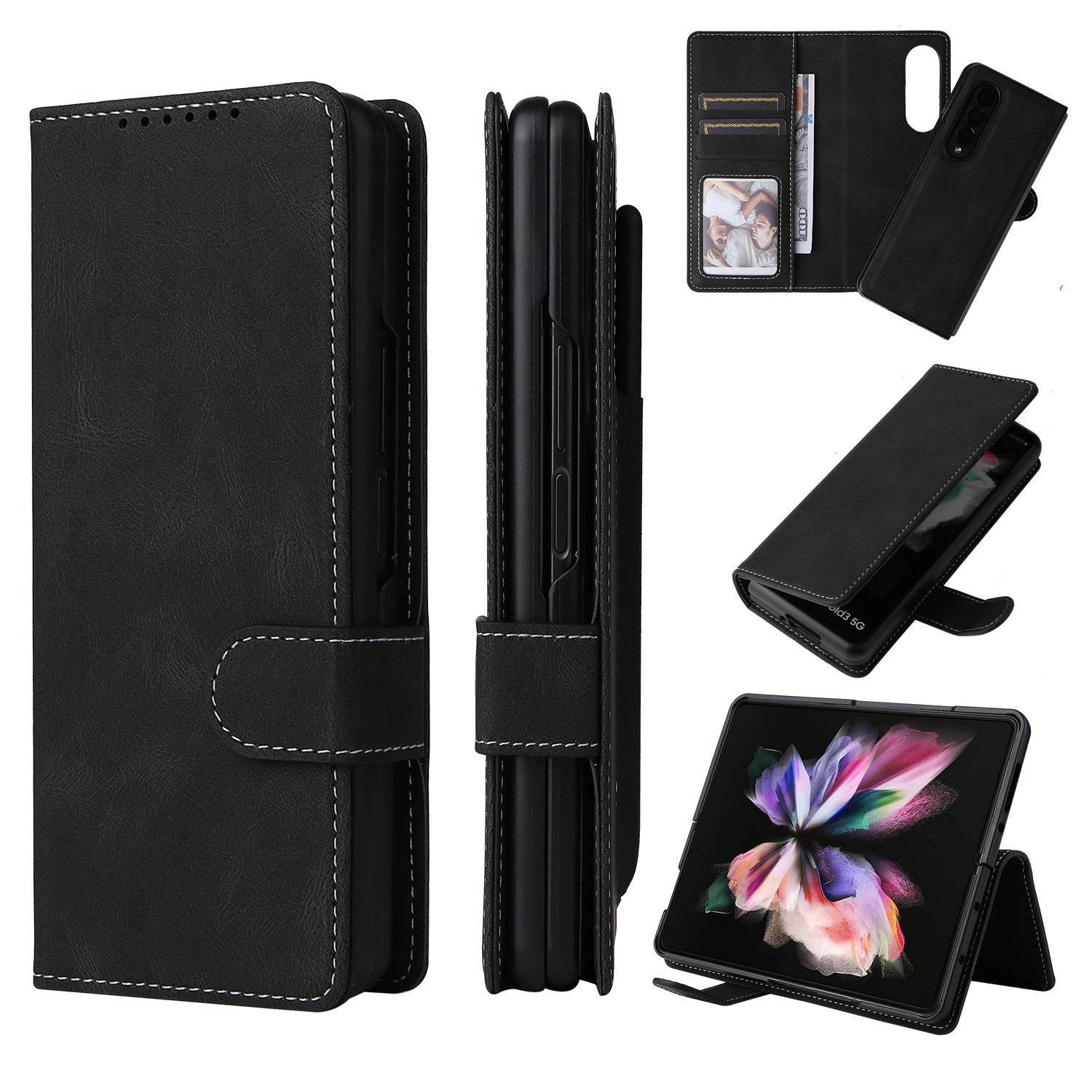 V562-D109206300ADE-202503211352-00 For Samsung Galaxy Z Fold4 5G Foldable Leather Case - Detachable - Black - Image 1