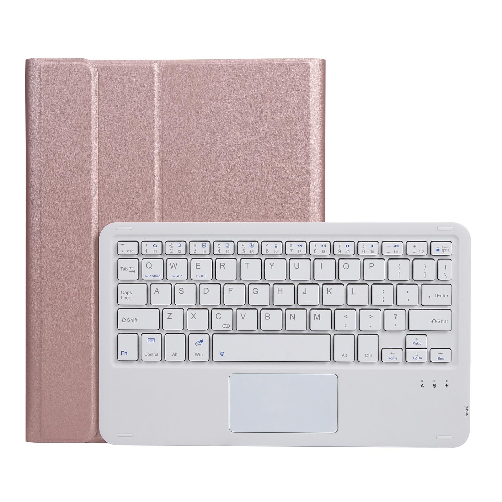 V562-D205893200ADE-202504291953-00 Bluetooth Keyboard Leather Case For Ipad Pro 10.5 With Touch Control - Lambskin Texture Compatible With 10.2 2021 & 2020 & 2019 / Air 3 - Rose Gold - Image 1