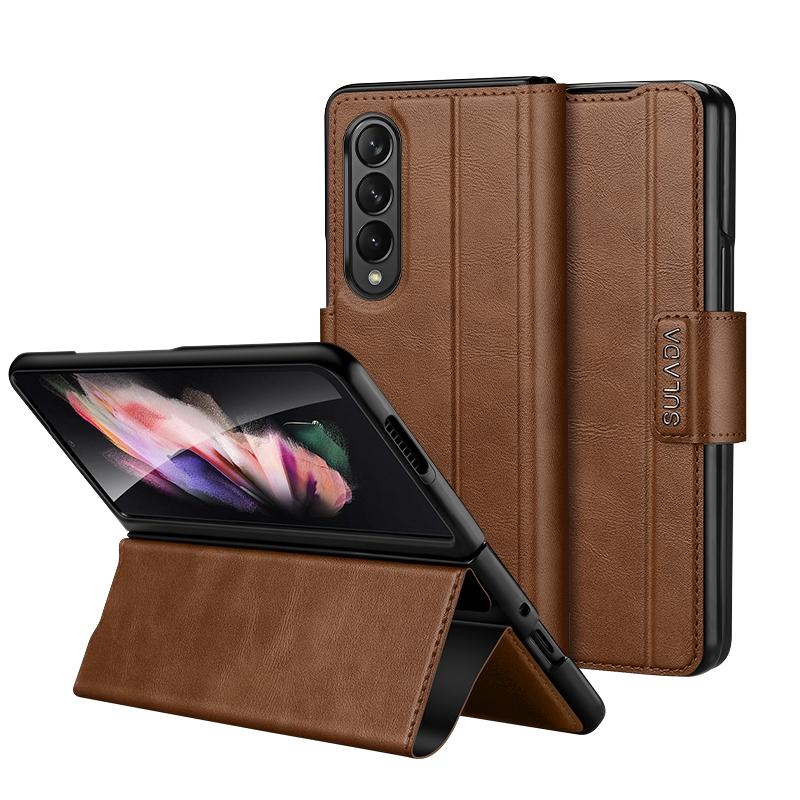 V562-D207949400ADE-202505291328-00 For Samsung Galaxy z Fold4 5G Magnetic Snap Leather Flip Case - All-inclusive - Brown - Image 1