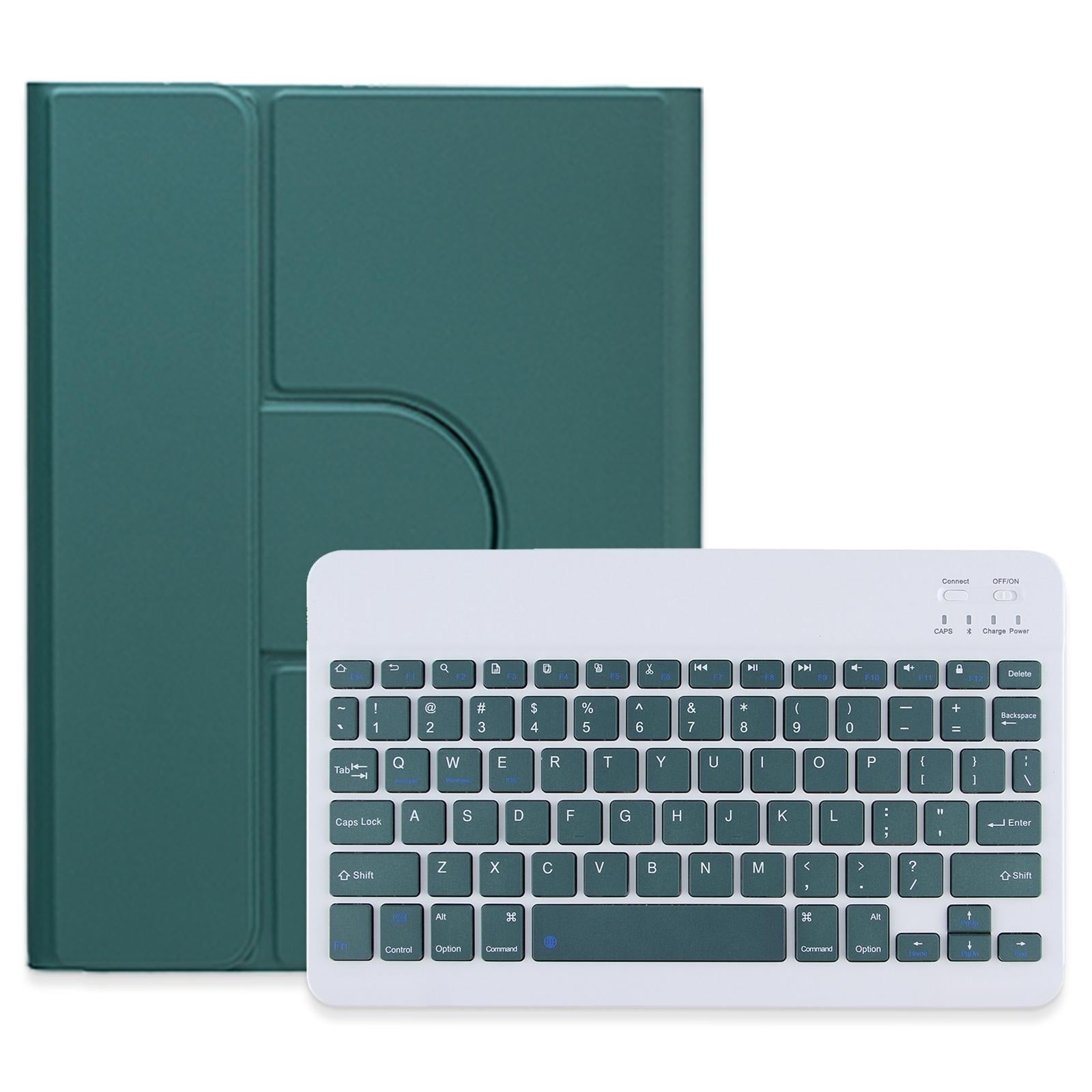 V562-D305040500ADE-202504291947-00 360 Degree Rotatable Bluetooth Keyboard Leather Case - Square Button - Dark Green - For Ipad 10.2 2021 / Air 2019 - Image 1