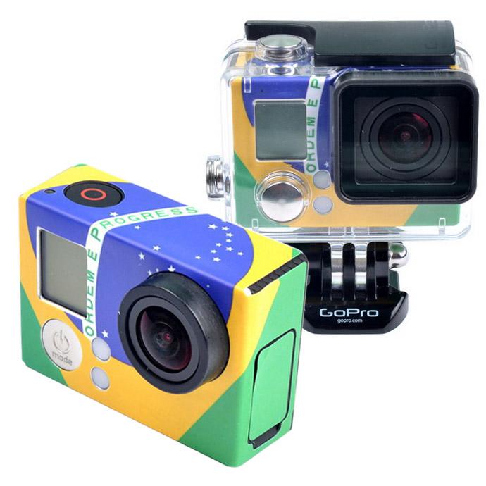 V562-D7012-ACD-S-202502241225-00 Custom Sticker for Gopro Hero3 / 3 Case - Brazil Flag - Image 1