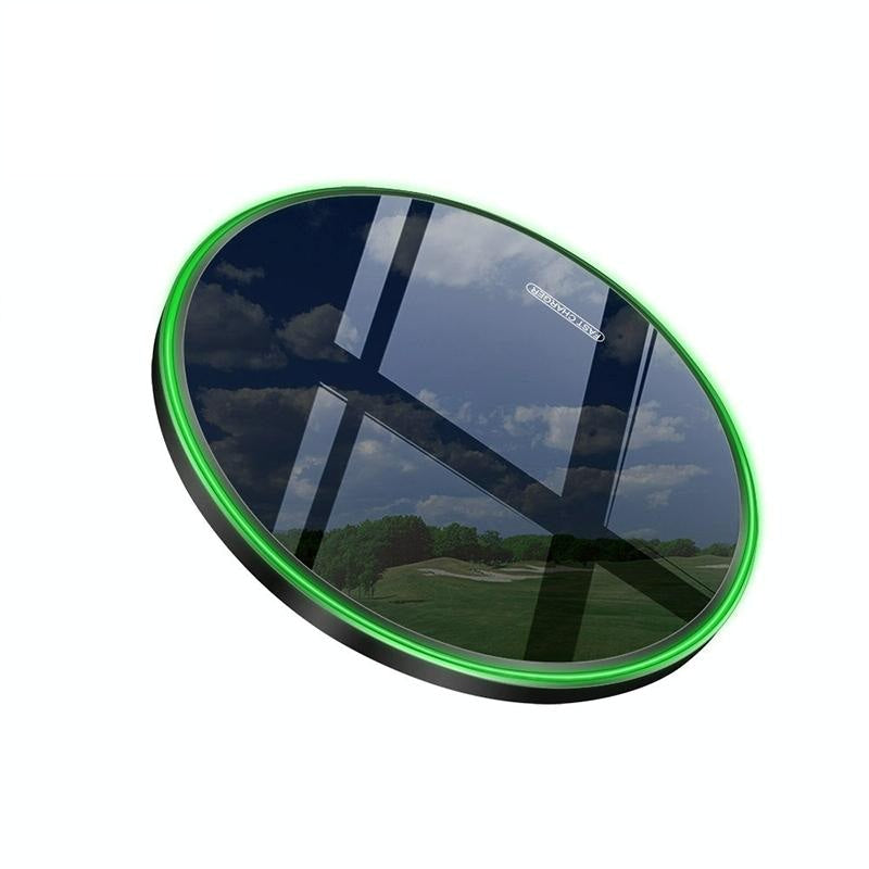 V562-E1012702060DBT-202504211941-00 15W Round Wireless Charger Fast Charge - Mirror Black - Image 1