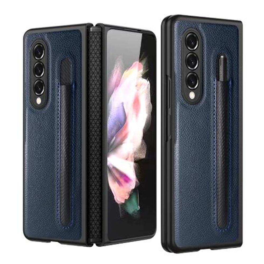 V562-E101552300ADE-202505291330-00 For Samsung Galaxy Z Fold4 5G Litchi Texture Hinge Case - Blue - Image 1