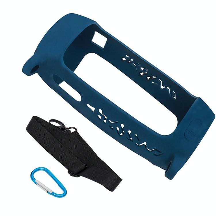 V562-E1028413850DBT-202505291506-00 Shockproof Silicone Protective Case for Jbl Pulse4 with Carabiner & Lanyard - Dark Blue - Image 1