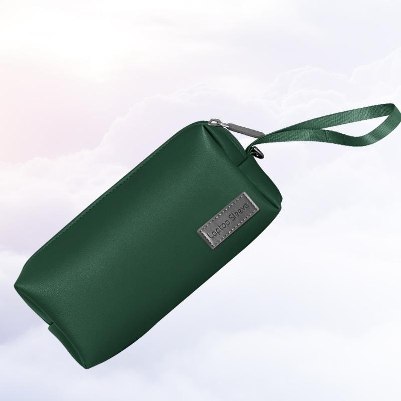 V562-E104667400ADE-202502281830-00 Waterproof Laptop Accessory Bag - Pu Leather - Dark Green - Image 1