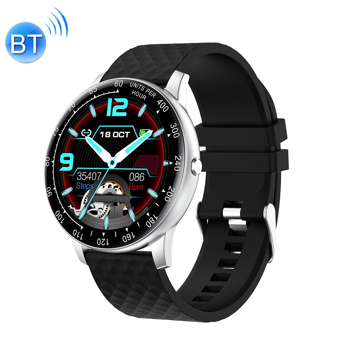 V562-E105268300ADE-202505271205-00 1.75 Inch Hd Round Screen Silicone Strap Smart Sports Watch - Black + Silver - Image 1