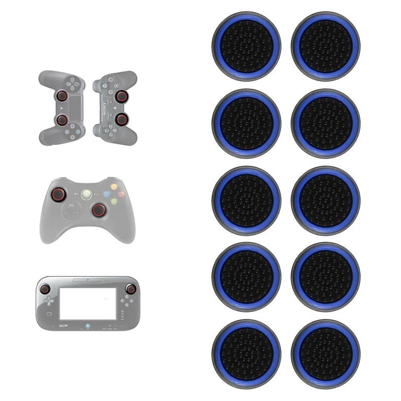 V562-E1067362060DBT-202504182006-00 10-piece Luminous Gamepad Button Caps for Ps5 / Ps4 / Ps3 / Xbox one / 360 / Pro / Series x / s - Black Light Blue - Image 1