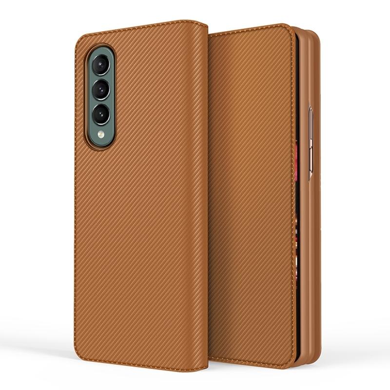 V562-E107152300ADE-202503211510-00 For Samsung Galaxy Z Fold4 5G Foldable Leather Phone Case - Horizontal Flip - Fiber Brown - Image 1