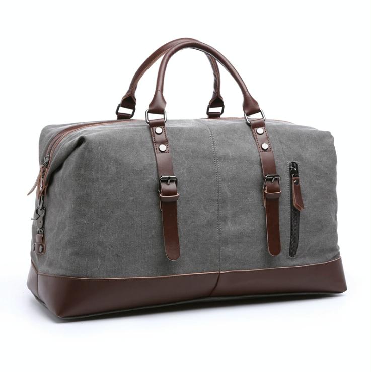 V562-E107293940DBT-202504251726-00 Men Leather Duffel Bag for Carry-on Travel - Gray - Image 1