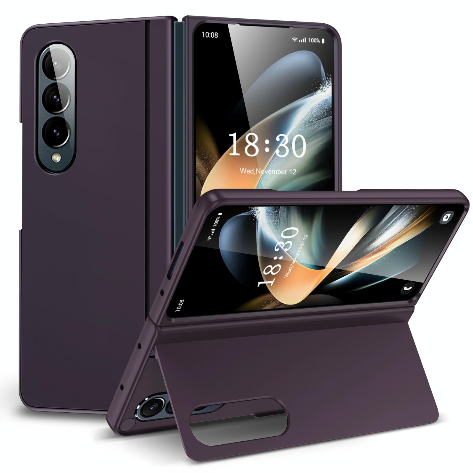 V562-E109577400ADE-202503211352-00 For Samsung Galaxy Z Fold4 5G Foldable Phone Case With Holder - Full Coverage - Dark Purple - Image 1