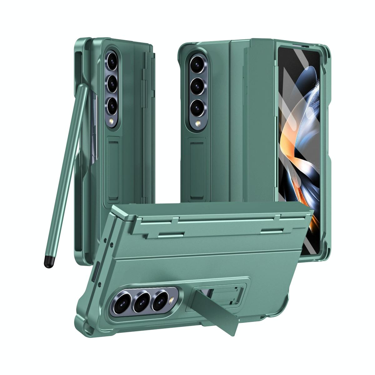 V562-E200093200AYS-202505291213-00 For Samsung Galaxy Z Fold4 5G Shockproof Diamond Case With Hinge And Pen - Green - Image 1