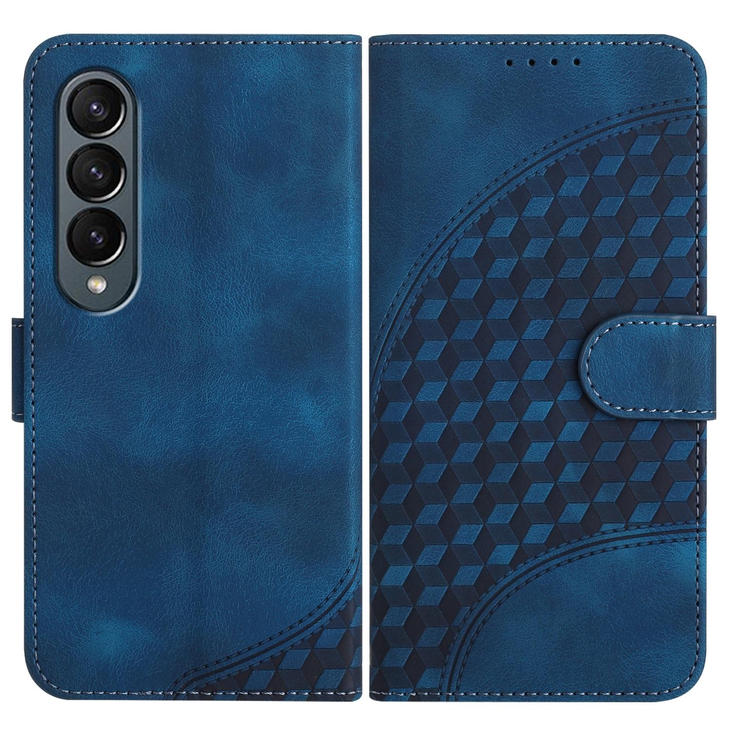 V562-E309360600ADE-202503211406-00 For Samsung Galaxy Z Fold4 5G Embossed Elephant Head Phone Case With Lanyard - Royal Blue - Image 1