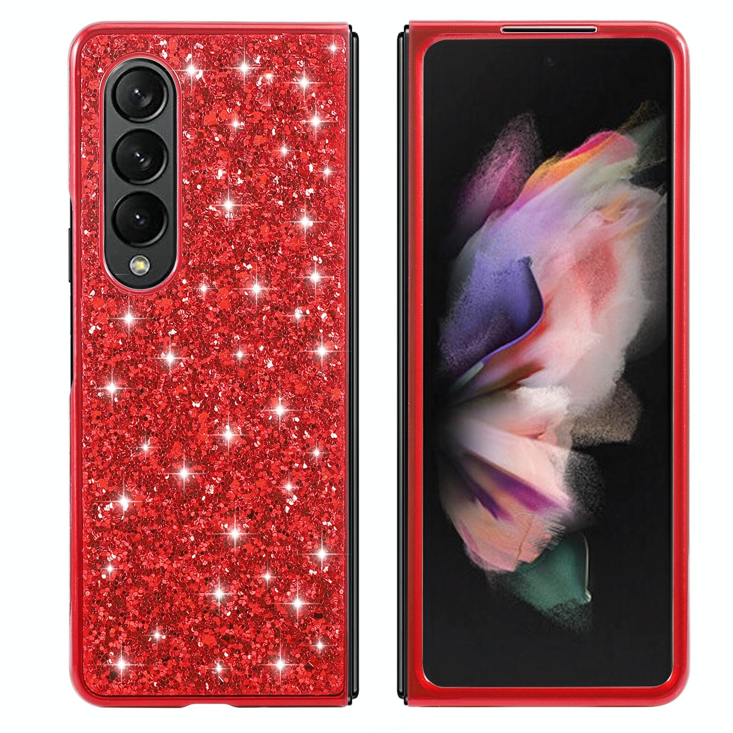 V562-F100255300ADE-202503211431-00 For Samsung Galaxy Z Fold4 5G Glitter Tpu Shockproof Case - Red - Image 1