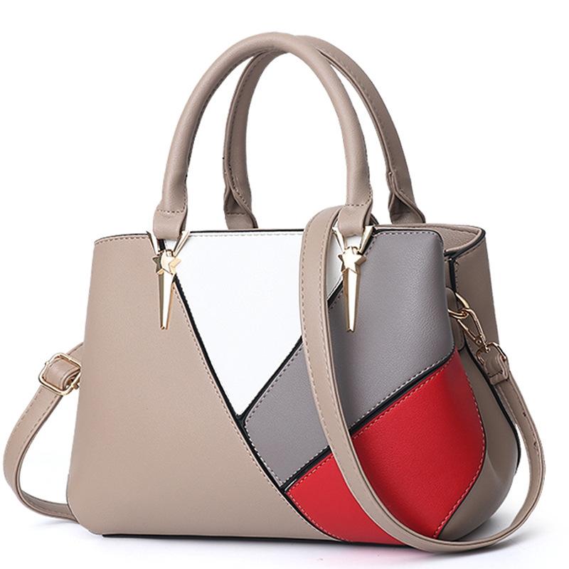 V562-F1010622060DBT-202504251735-00 Colourblock Ladies Handbag - Pu Material - Khaki - Image 1
