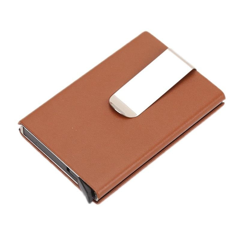 V562-F1017912750DBT-202503280311-00 Aluminum Rfid Blocking Card Holder - Microfiber Leather Apricot - Image 1