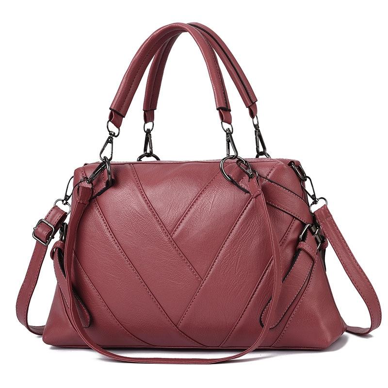 V562-F1065232060DBT-202503041345-00 Soft Leather Geometric Handbag - Colourblock - Rubber Pink - Image 1