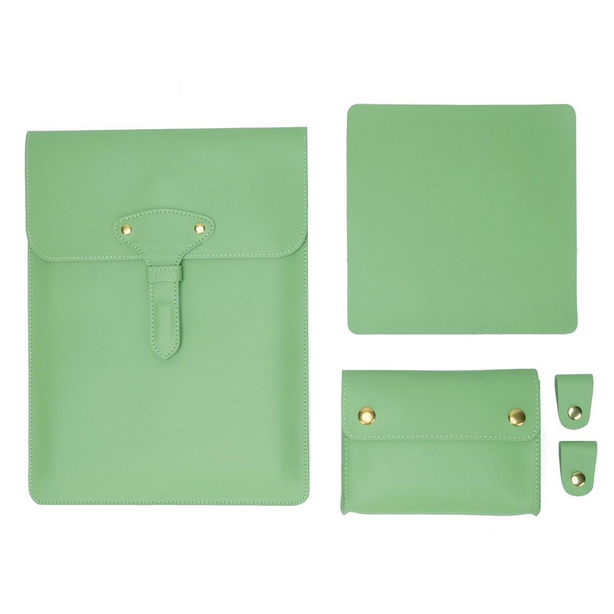 V562-F1065452060DBT-202504021937-00 3-in-1 Waterproof Leather Laptop Liner Bag - 13 Inches - Avocado Green - Image 1