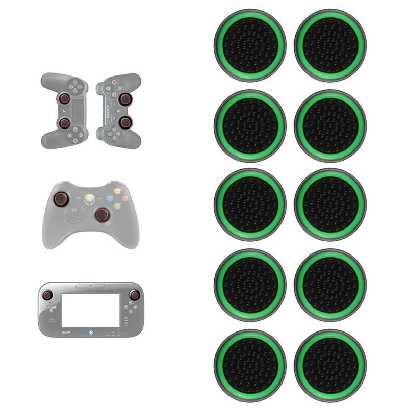 V562-F1067362060DBT-202504182006-00 10-piece Luminous Gamepad Button Caps for Ps5 / Ps4 / Ps3 / Xbox one / 360 / Pro / Series x / s - Black Green Circle - Image 1