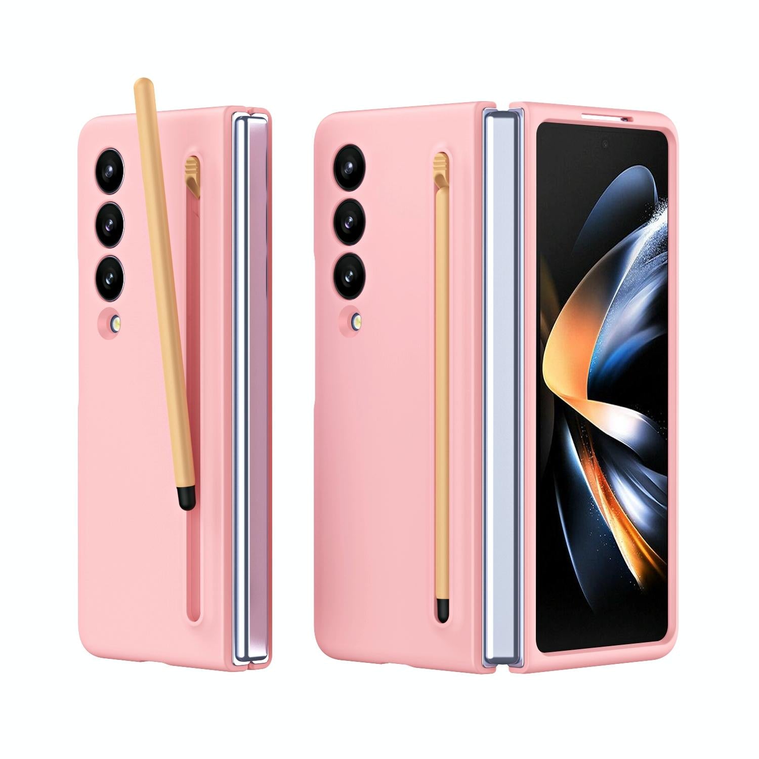 V562-F202663200AYS-202503211326-00 For Samsung Galaxy Z Fold4 5G Enhanced Shockproof Phone Case - Pen Design - Pink - Image 1